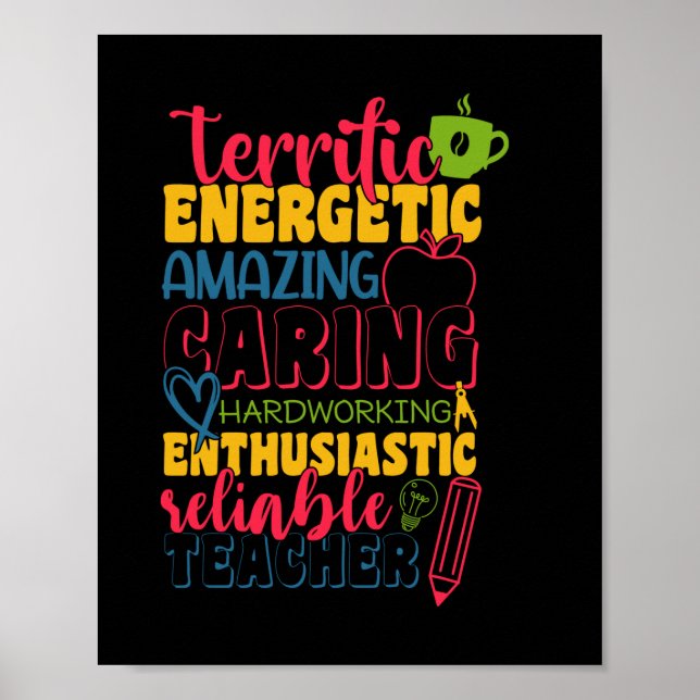 Gifts Teacher | Fantastisk Caring Teacher Poster (Framsidan)