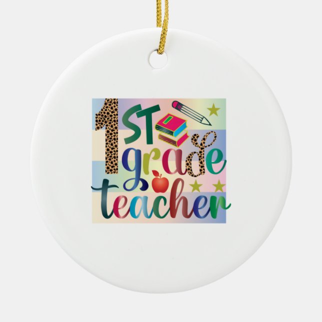 Gifts Teacher | Förste Klass Lärare Julgransprydnad Keramik (Framsidan)