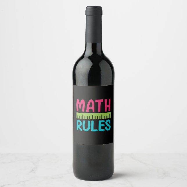 Gifts Teacher | Math Rules Vinflaska Etikett (Framsida)