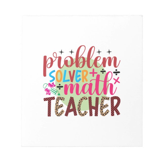 Gifts Teacher | Problem Solver Math Teacher Anteckningsblock (Framsida)