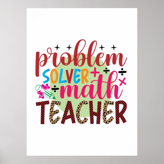 Gifts Teacher | Problem Solver Math Teacher Poster (Framsidan)