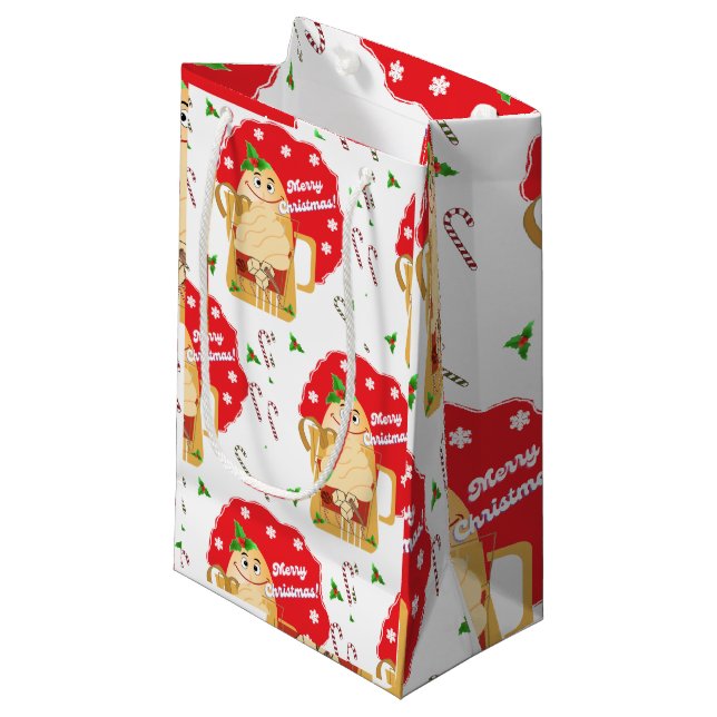 Giftsäckar - Eggnog Mönster (Framsidan Vinklad)