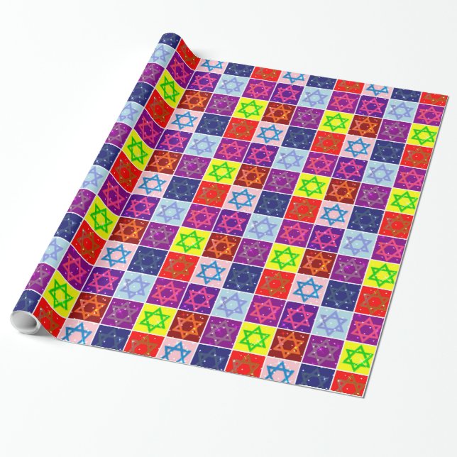 Giftwrap - Judiska stjärnor - Pappra täckblad Presentpapper (Utrullad)