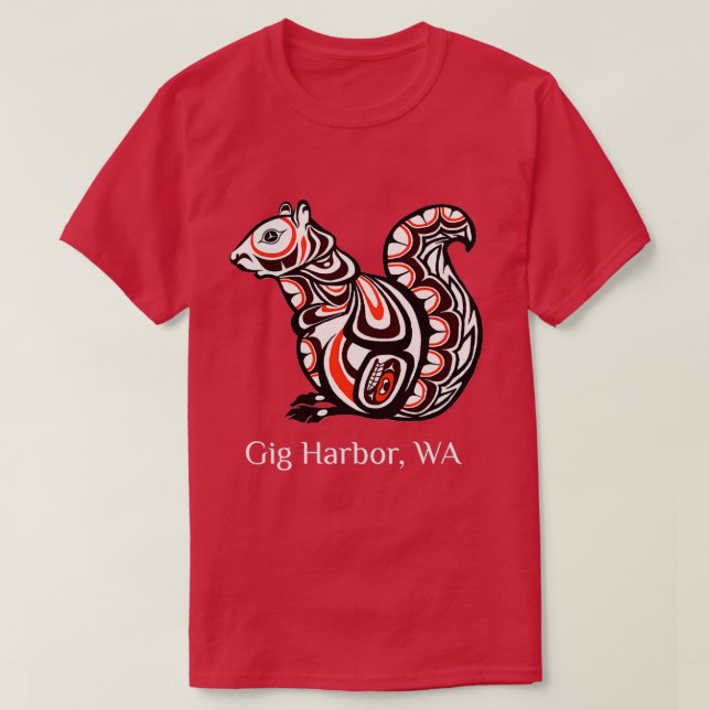 Gig Harbour Washington Native American Tribal Squi T Shirt (Design framsida)