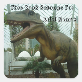 Giganotosaurus Dinosaur Bookplate Sticker Fyrkantigt Klistermärke