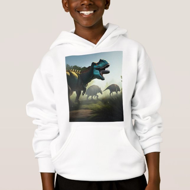 Giganotosaurus Dinosaurs Prowling, Kids Hoodie T Shirt (Framsida)