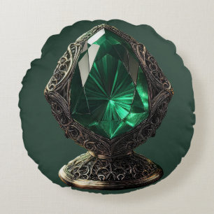 Gigantic Emerald in Sterling silver Pedestal Rund Kudde