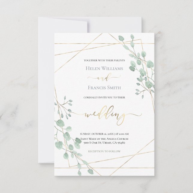 gigantisk geometrisk inbjudan till ram-bröllop (Framsida)