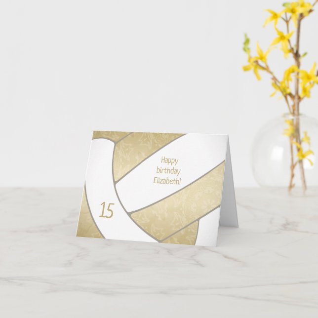 gigantisk guld vit volleyball grattis på födelseda kort (Gul blomma)