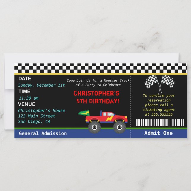 Gigantisk lastbilfödelsedaginbjudan inbjudningar (Framsida)