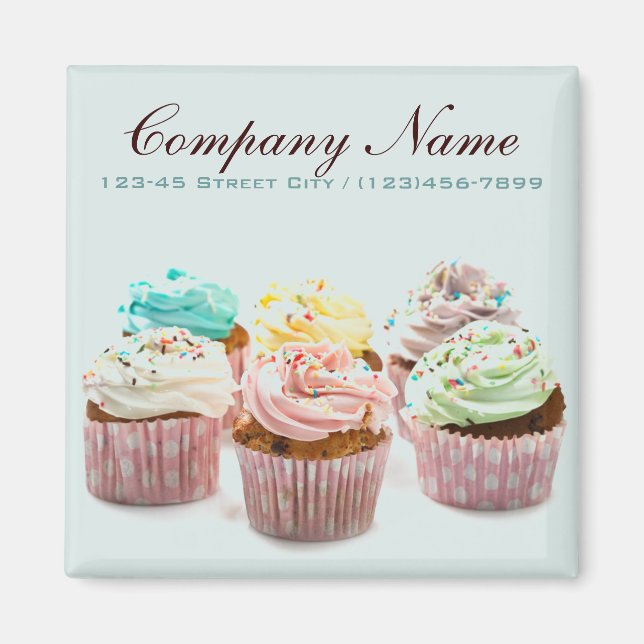 gigantisk modern elegant bakverk färglös cupkaka magnet (Framsidan)