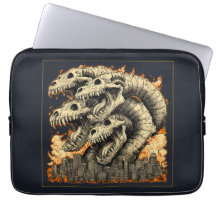 Gigantisk Skelett Kaiju Monster Stad Datorfodral
