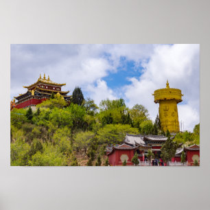 Gigantisk tibetansk bönemaskin i Shangri-la - Yunn Poster
