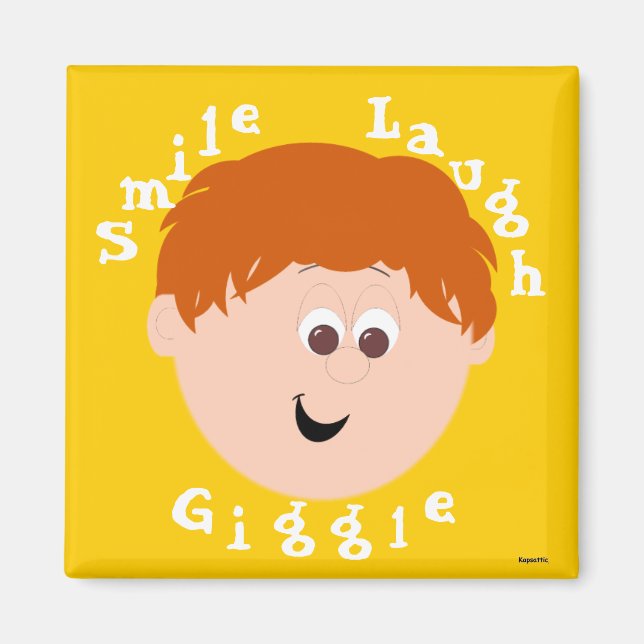 Giggle Ansikte Boy Rödhårig Magnet (Framsidan)