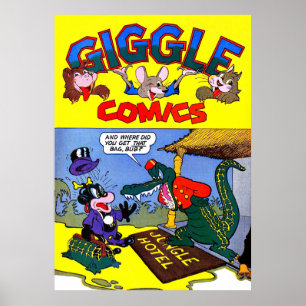 Giggle Crokodile Alligator Animal Vintage Tecknade Poster