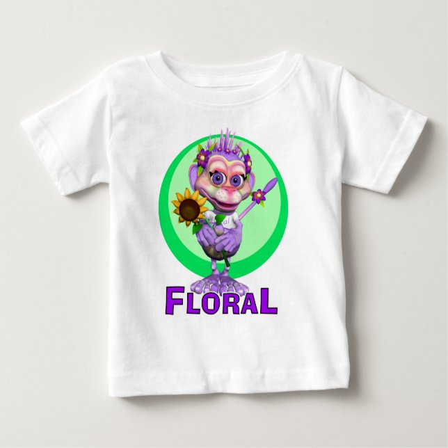 GiggleBellies Blommigt Monkey T-shirt (Framsida)