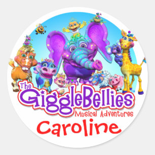GiggleBellies + Ditt barns Namn-märke Runt Klistermärke
