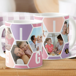 Gigi 5 Photo Editable 4 Brev Bee and Honeycomb Kaffemugg