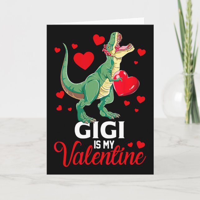 Gigi är min Alla hjärtans dag T Rex Saurus Glad Al Kort (Framsida)