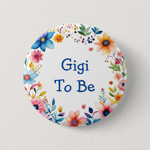 Gigi att vara Blommigtens Rosa och Blue Baby Showe Knapp