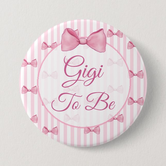 Gigi att vara Rosa Bow Baby Shower Button Knapp (Framsida)