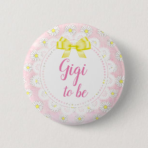 Gigi att vara Rosa Daisy Baby Shower-knapp Knapp