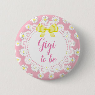 Gigi att vara Rosa Daisy Baby Shower-knapp Knapp