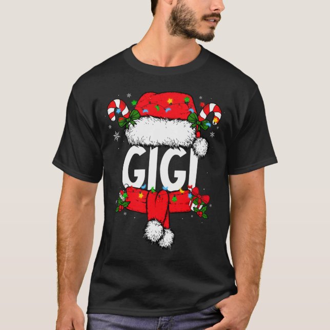 Gigi Christmas Pajama Santa Claus Family Matching  T Shirt (Framsida)