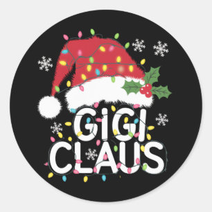 Gigi Claus jul - matchning av Ljus Pajama-familjen Runt Klistermärke