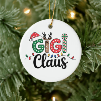 Gigi Claus jul renar godis käpp farmor Julgransprydnad Keramik