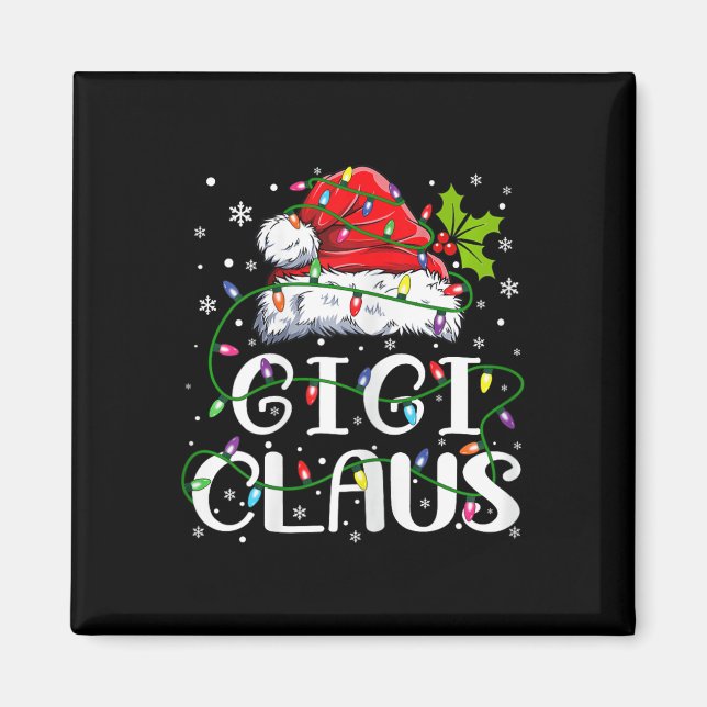Gigi Claus jul Santa Hat Matching Family Xma Magnet (Framsidan)