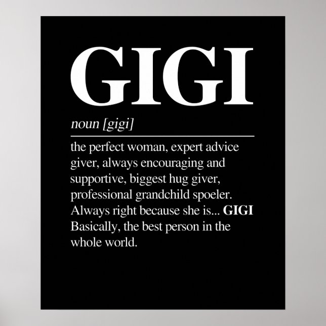 Gigi Definition Grandma Mor Day Gifts Women Poster (Framsidan)