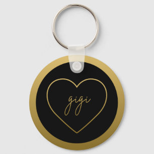 Gigi Elegant Golden Gradient Heart Grandma Gift Nyckelring