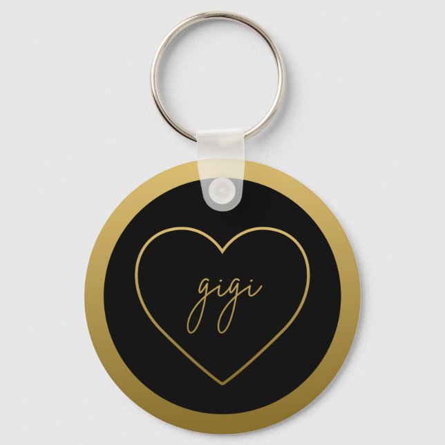 Gigi Elegant Golden Gradient Heart Grandma Gift Nyckelring (Framsida)