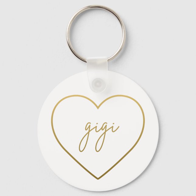 Gigi Elegant Golden Gradient Heart Grandma Gift Nyckelring (Framsida)