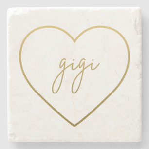 Gigi Elegant Golden Gradient Heart Grandma Gift Stenunderlägg