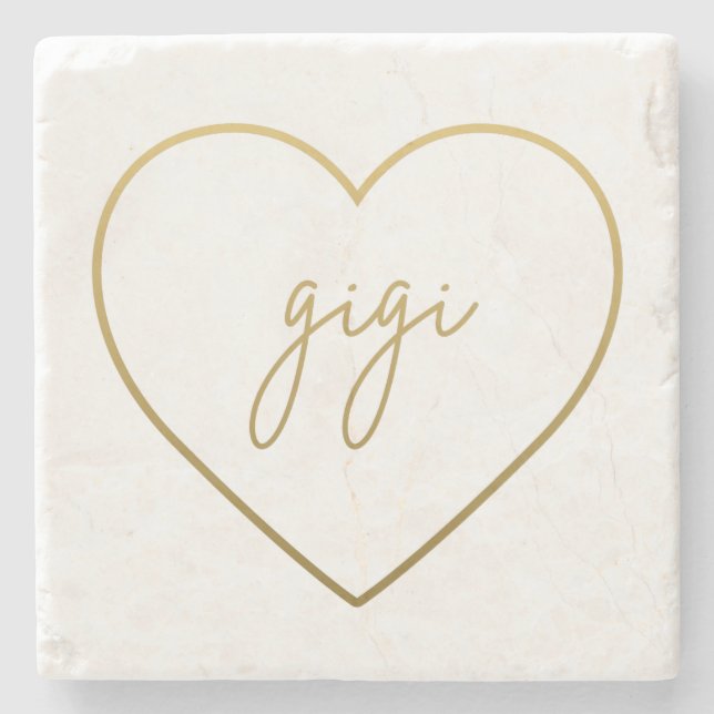 Gigi Elegant Golden Gradient Heart Grandma Gift Stenunderlägg (Framsidan)