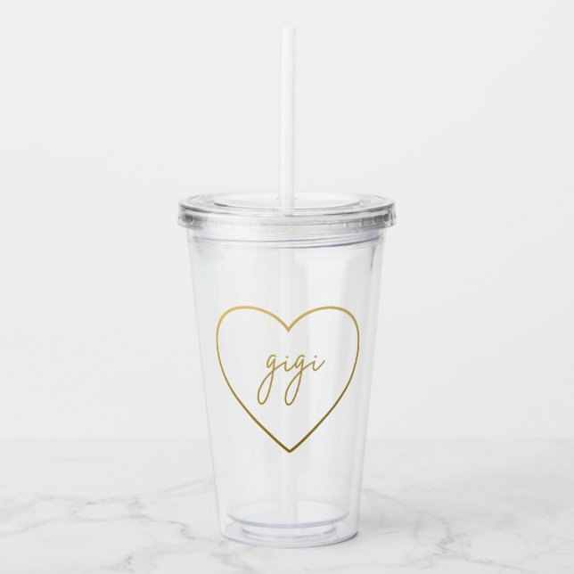 Gigi Elegant Golden Gradient Heart Grandma Take Away Mugg (Framsida)