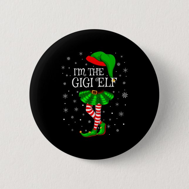 Gigi Elf Christmas Matching Family Women Girls Elf Knapp (Framsida)