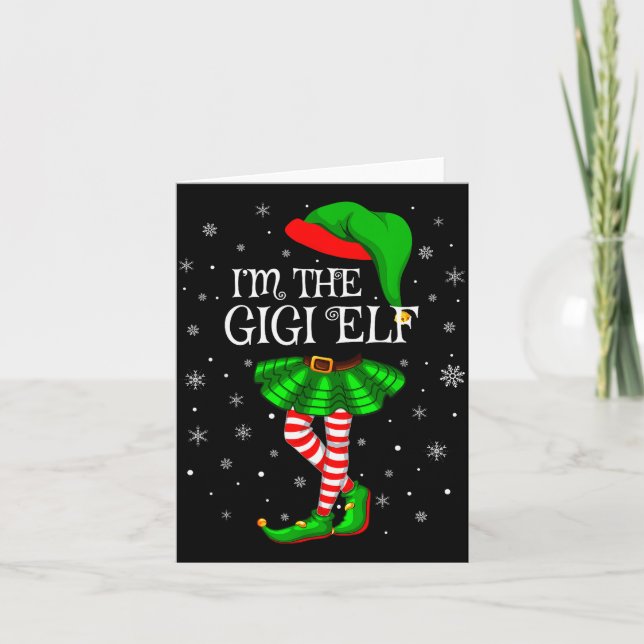 Gigi Elf Christmas Matching Family Women Girls Elf Kort (Framsida)