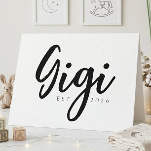 Gigi EST Årsmeddelande Elegant Skrift Kort