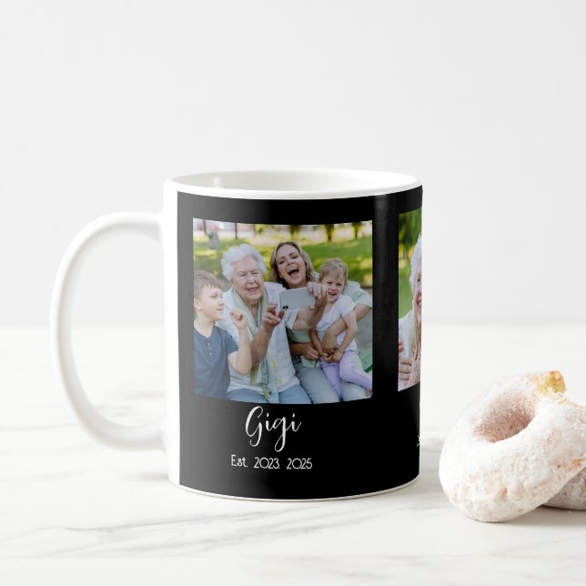 Gigi Established Script Svart 3 Foto Kaffemugg (Med munk)