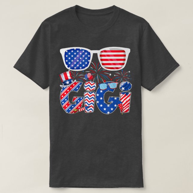 Gigi Grandma 4:e juli Tees Lycklig Independence D T Shirt (Design framsida)