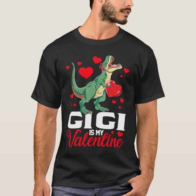Gigi Is My Valentine rex Saurus Happy Valentines D T Shirt (Framsida)