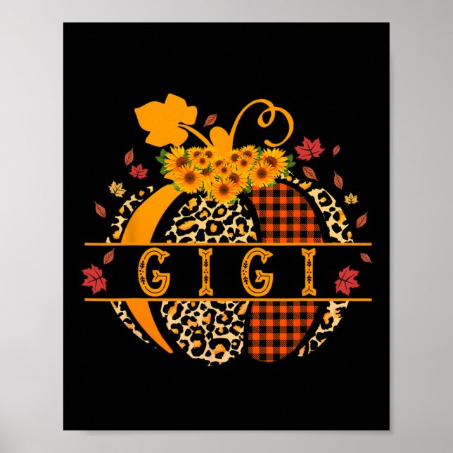 Gigi Leopard Skriv ut Pumpkin för Grandma Gigi Wom Poster (Framsidan)