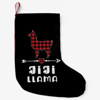 Gigi Llama jul Pajama Red Plaid Buffalo Gift Liten Julstrumpa