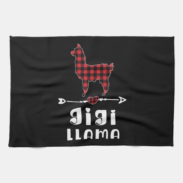 Gigi Llama jul Pajama Red Play Buffalo Gift Kökshandduk (Horisontell)