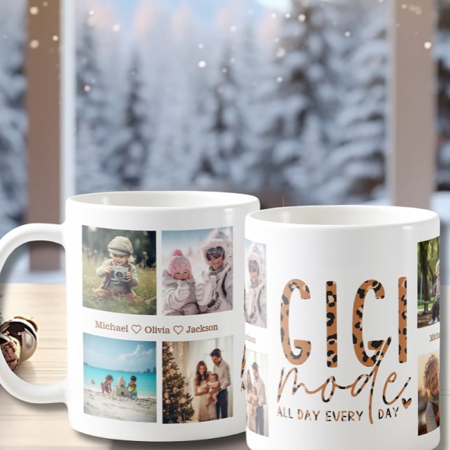 Gigi Mode på 8 Photo Collage Grandma Leopard Skriv Kaffemugg (Skapare uppladdad)