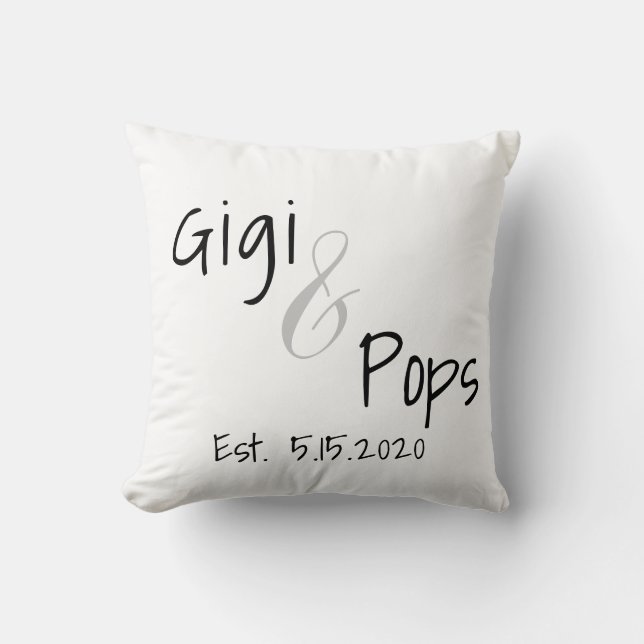 Gigi och Mormor/Morfar datum etablerat Kudde (Framsida)