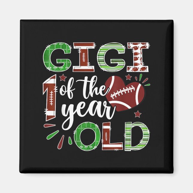 Gigi Of The 1 Year Old Football First Birthday Boy Magnet (Framsidan)